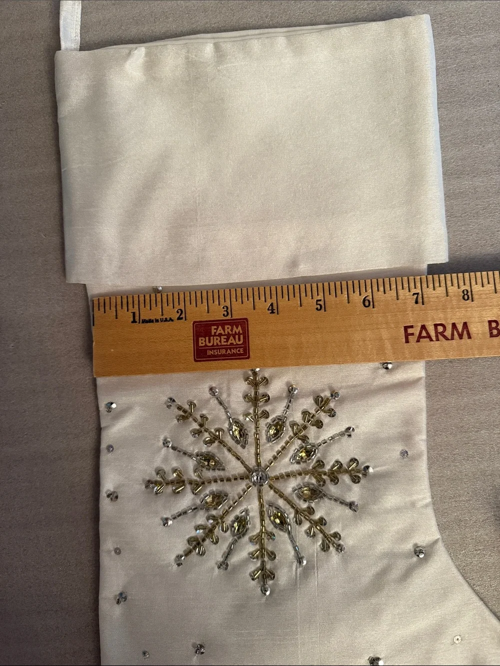 Pair of Beaded Snowflake Christmas Stockings
